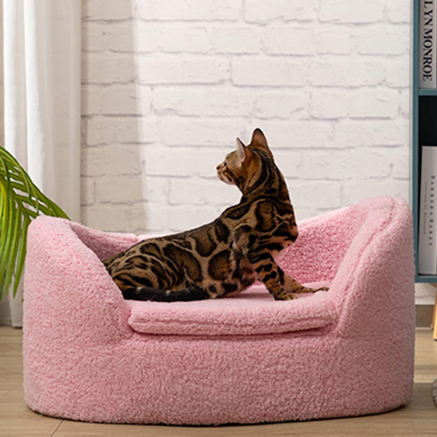 Cat Sofa Couch, Pet Sofa for Cats and Small Dogs, Sherpa Fleece Cat Sleeping Bed, Ultra-Soft Snuggle Cat Sofa for Indoor Kitten, Luxury Mini Dog Couch Sofa Bed, Pink