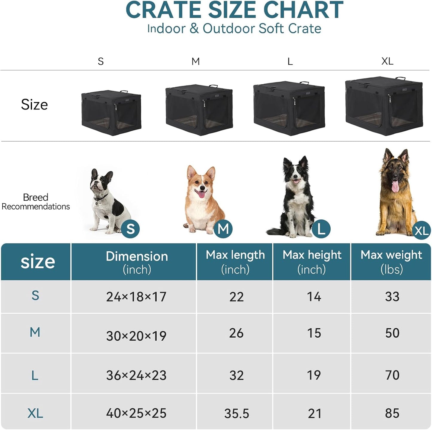 Portable Dog Crate, Soft Dog Crate - 24 Inch Easy Set-Up, Light, Sturdy, Comfy inside with Thicken Mat, Collapsible Crate for Home and Travel Black