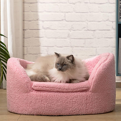 Cat Sofa Couch, Pet Sofa for Cats and Small Dogs, Sherpa Fleece Cat Sleeping Bed, Ultra-Soft Snuggle Cat Sofa for Indoor Kitten, Luxury Mini Dog Couch Sofa Bed, Pink