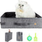 Portable Litter Box for Easy Travel with Cats and Kitties with 1 Collapsible Bowl and 1 Scoop Medium Grey