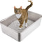 Stainless Steel Litter Box for Cat and Rabbit, Odor Control Litter Pan, Non Stick, Easy to Clean, Rust Proof, Large Size with High Sides and Non Slip Rubber Feets