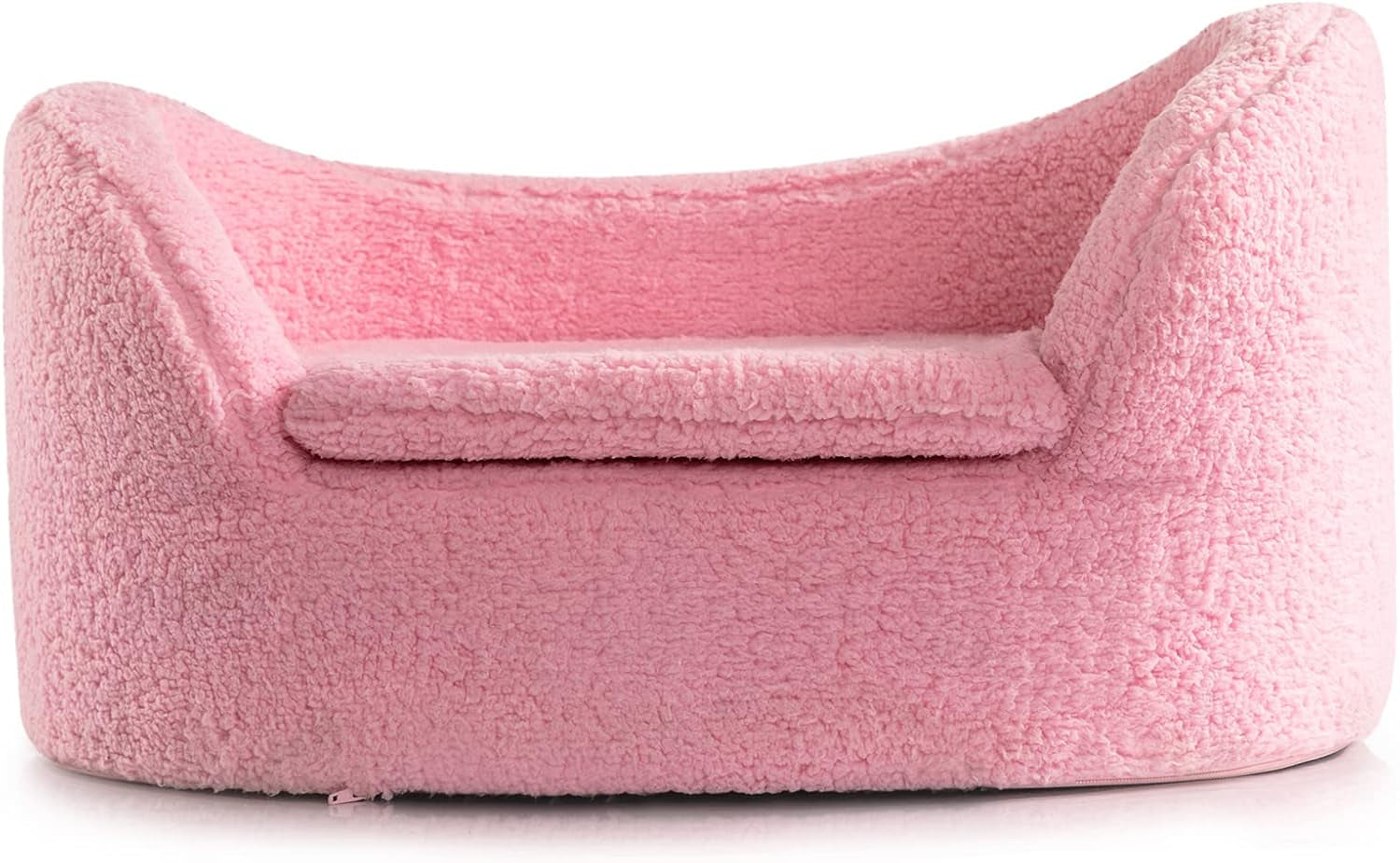 Cat Sofa Couch, Pet Sofa for Cats and Small Dogs, Sherpa Fleece Cat Sleeping Bed, Ultra-Soft Snuggle Cat Sofa for Indoor Kitten, Luxury Mini Dog Couch Sofa Bed, Pink