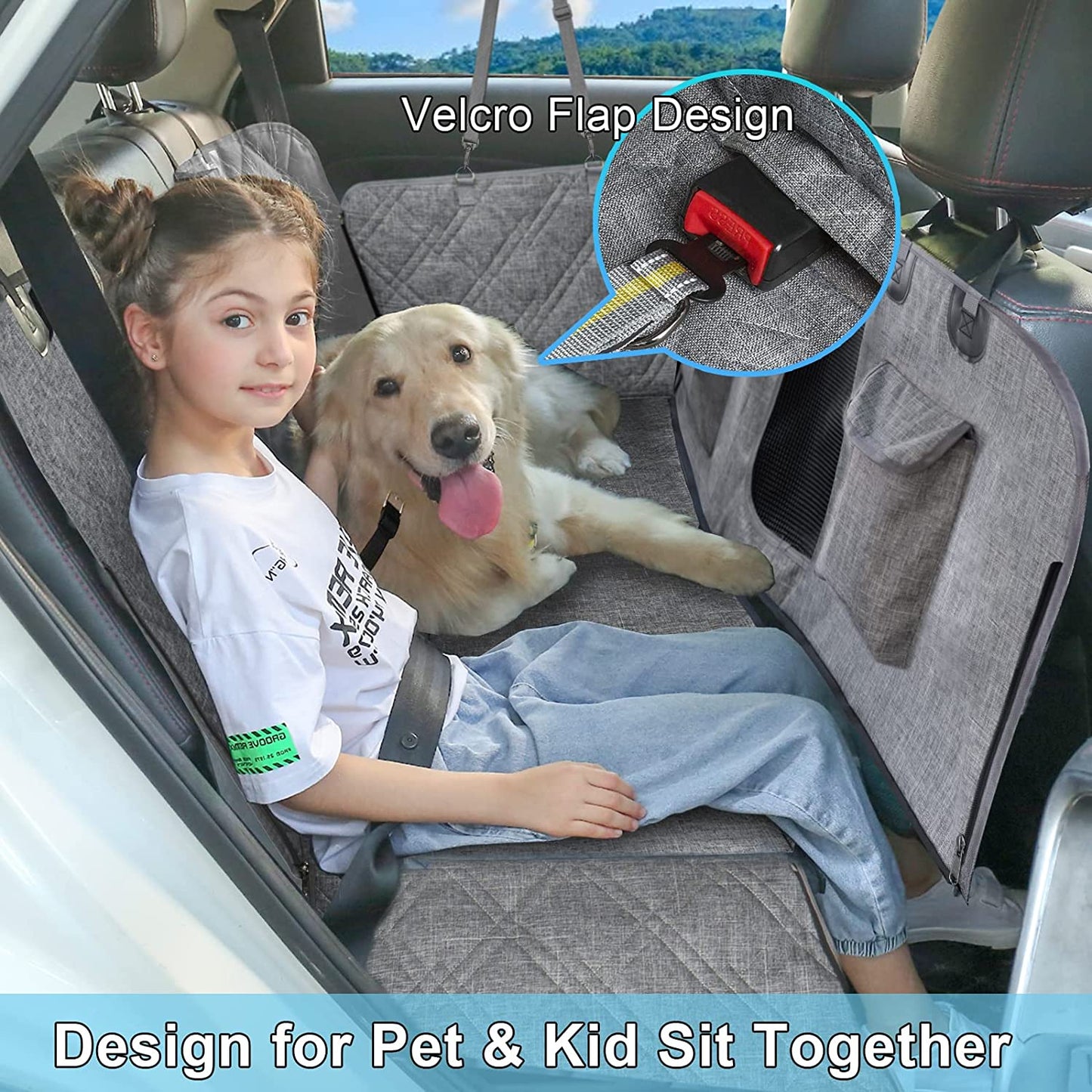 Dog Car Seat Cover for Backe Seat (1080D Black)