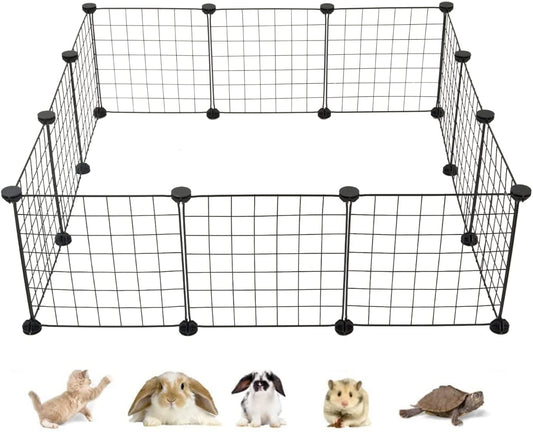 Small Animal Playpen, Small Animal Cage for Indoor Outdoor Use, Portable Metal Wire Yard Fence for Small Animal, Guinea Pigs, Bunny, Turtle, Hamster (11.8X11.8)